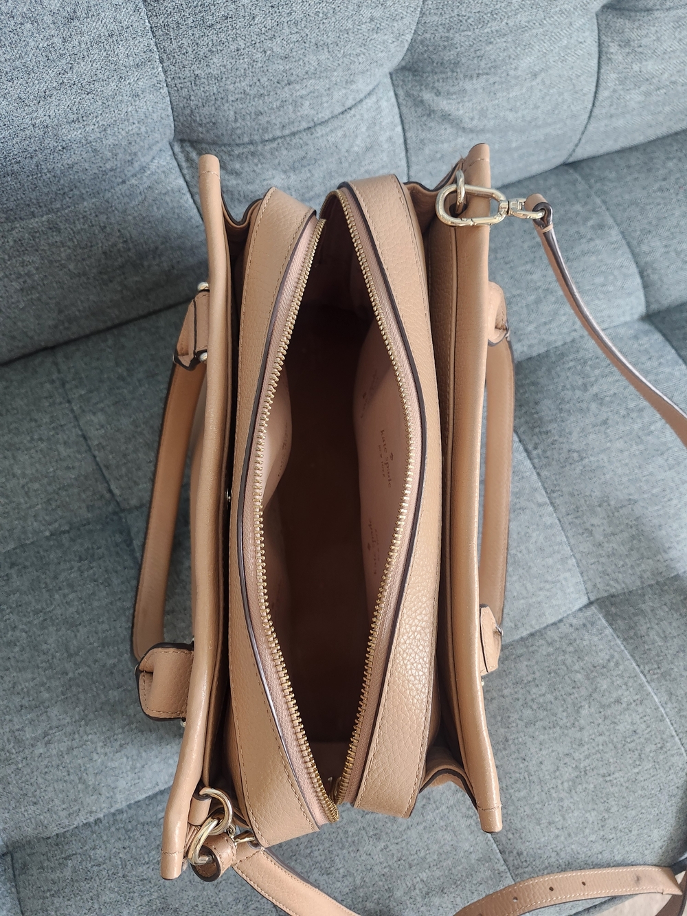 Kate Spade Pebbled Leather Satchel in Blush Tan - Picture 13 of 16